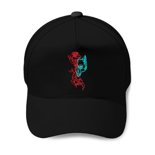Wolf and Rose Baseball Caps