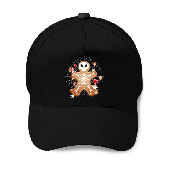 Gingerbread man Sugar Skull decor for Christmas Baseball Caps