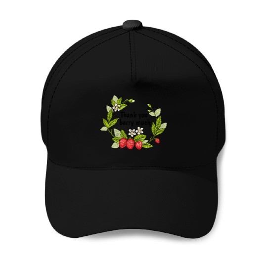 Thank you berry much, cute pun with strawberry Baseball Caps