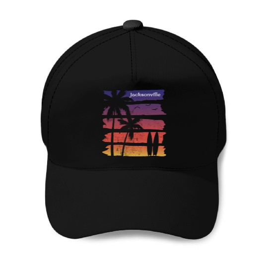 Cool Jacksonville Florida Surfing Fan Beach Palm Baseball Caps