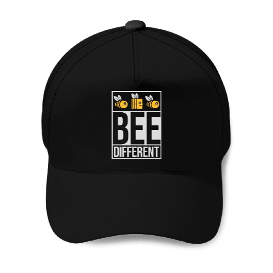 bee different saying quote Baseball Caps