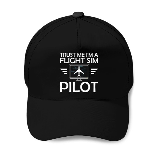 Flight Simulator Pilot Four Engine Jet Aircraft Av Baseball Caps