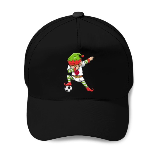 Soccer Boy Dabbing Elf Squad Christmas Jersey Baseball Caps