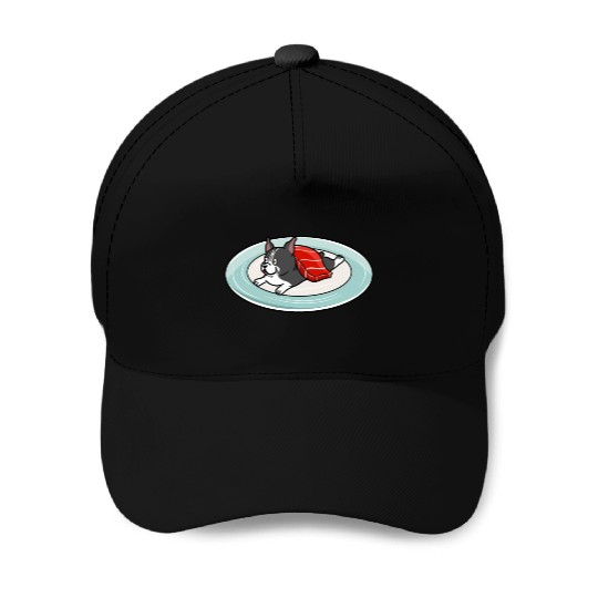Boston Terrier Nigiri Sushi Baseball Caps
