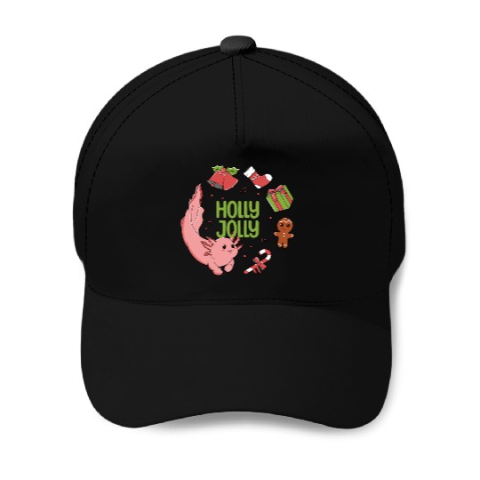 Holly Jolly Axolotl Baseball Caps