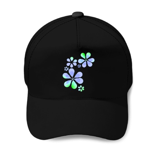 purple flowers pattern shape green Baseball Caps