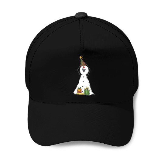 funny snowman with mustache and carrot Baseball Caps