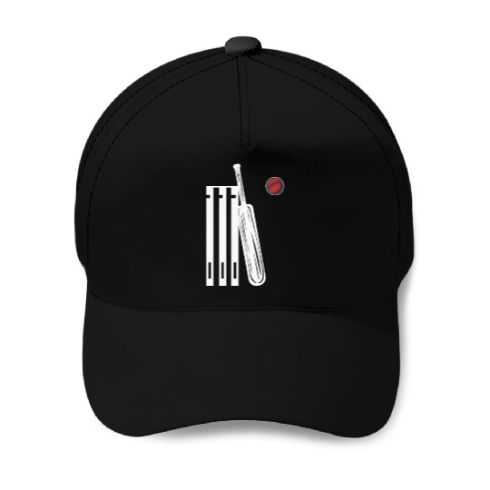 Cricket Wicket Bat and Ball Baseball Caps
