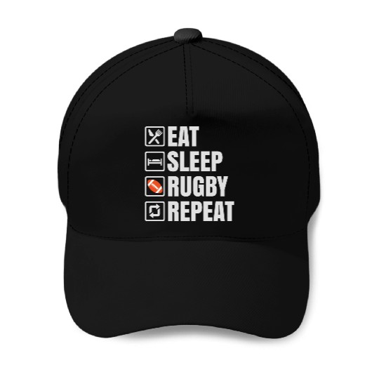 Eat Sleep Rugby Repeat Baseball Caps