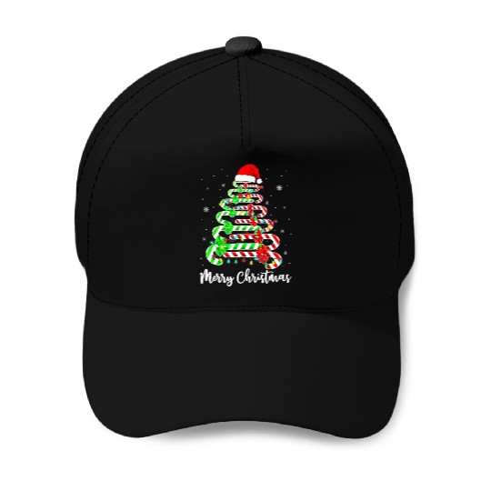 Candy Cane Santa Hat Funny Xmas Tree Merry Baseball Caps