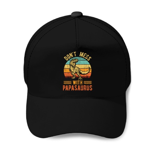 Papa Dad Father Dinosaur Funny Design - Papasaurus Baseball Caps