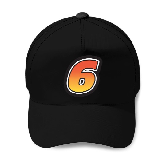 Number Six 6 Gradient Yellow Orange 3 Stroke Baseball Caps