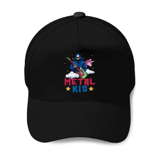 Grim Bone Unicorn Rainbow Metal Rock Metal Kid Baseball Caps