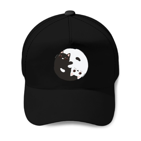 ying yang cat Baseball Caps