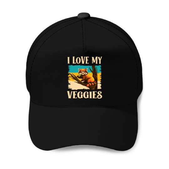 I Love My Veggies Red Panda Zookeeper Wildlife Baseball Caps