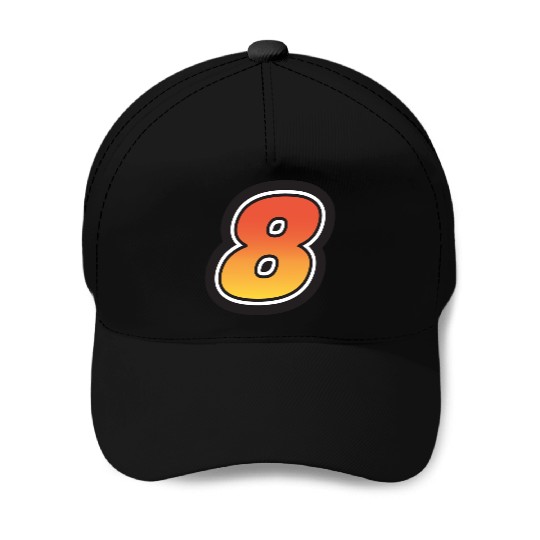 Number Eight 8 Gradient Yellow Orange 3 Stroke Baseball Caps