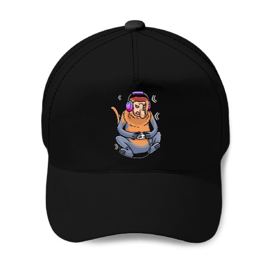 Proboscis Monkey Video Game Gaming Gamer Baseball Caps