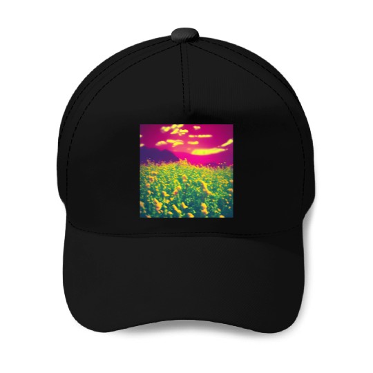 Abstract Flowers on a Pink Background Baseball Caps