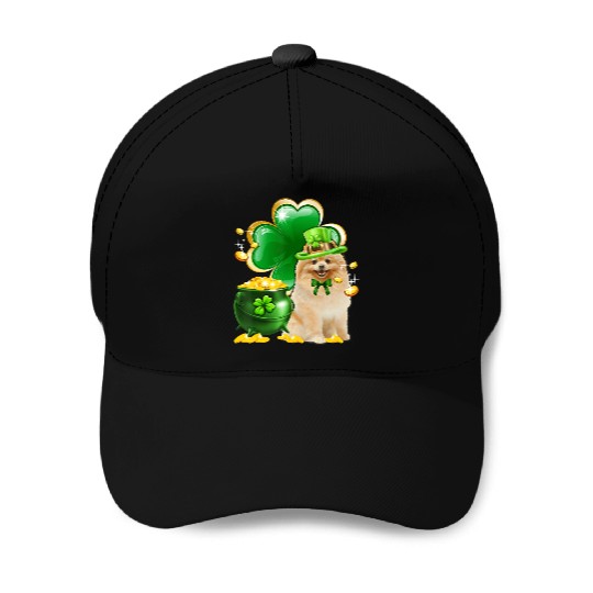 Pomeranian Dog Shamrock St Patricks Day Baseball Caps