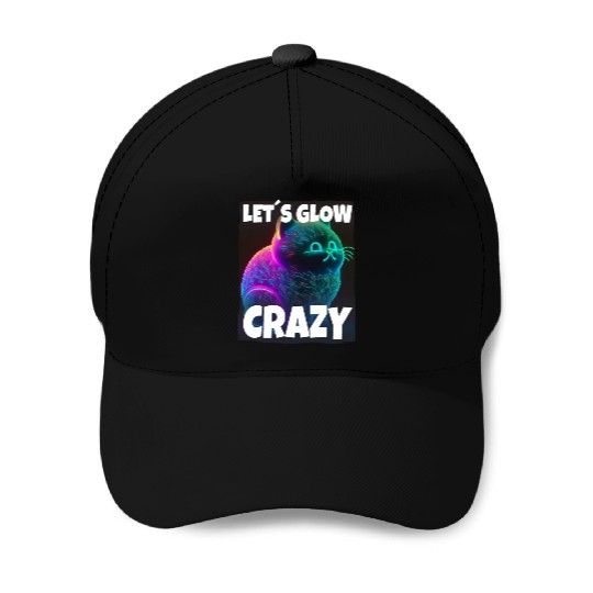 Lets Glow Crazy Cat Kitten Fluffy Cat Baseball Caps