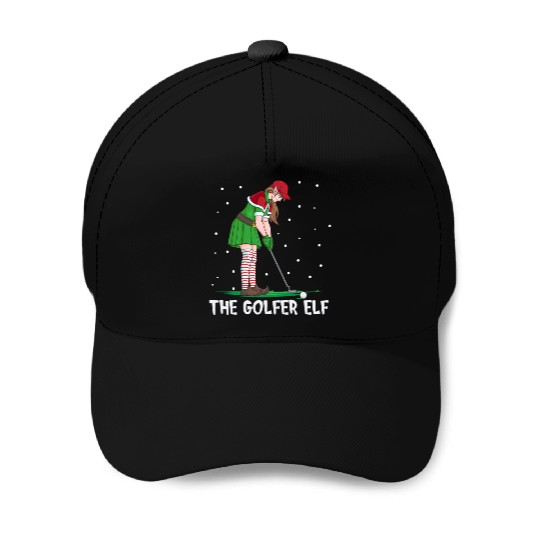 The Golfer Elf Golf Christmas Golfing Baseball Caps