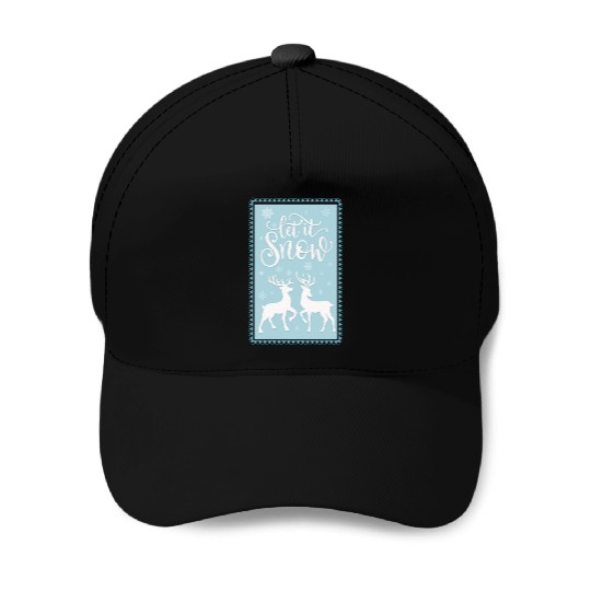 Let it snow with lovely deer couple Baseball Caps