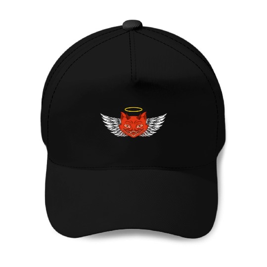 Angel and devil cat Baseball Caps