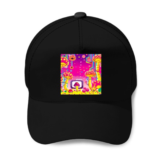 Psychedelic Video Game Fantasy World Baseball Caps