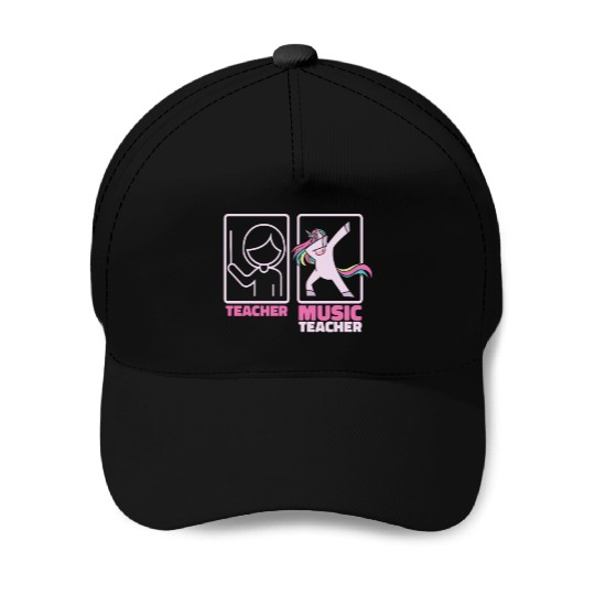 Music Teacher Unicorn Baseball Caps