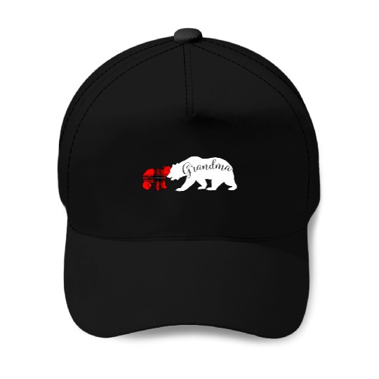 Grandma Bear Red Plaid Cub Mom Christmas Ladies Baseball Caps