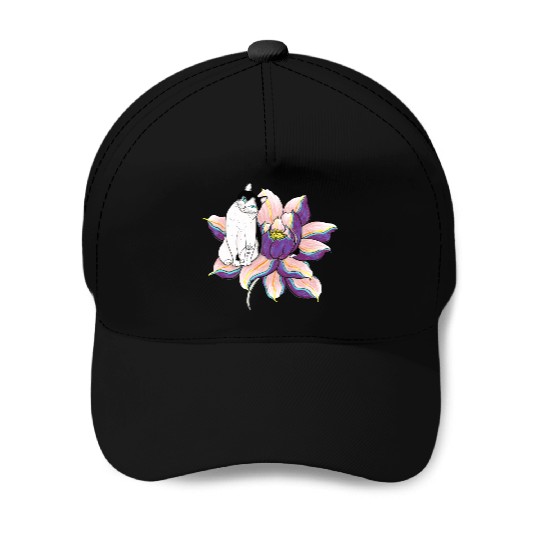 Lotus Cat Baseball Caps