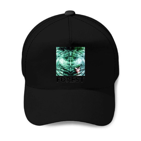 Green forest mandala black Baseball Caps