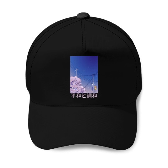 Night Stars Sky Japanese Vaporwave Cherry Blossom Baseball Caps
