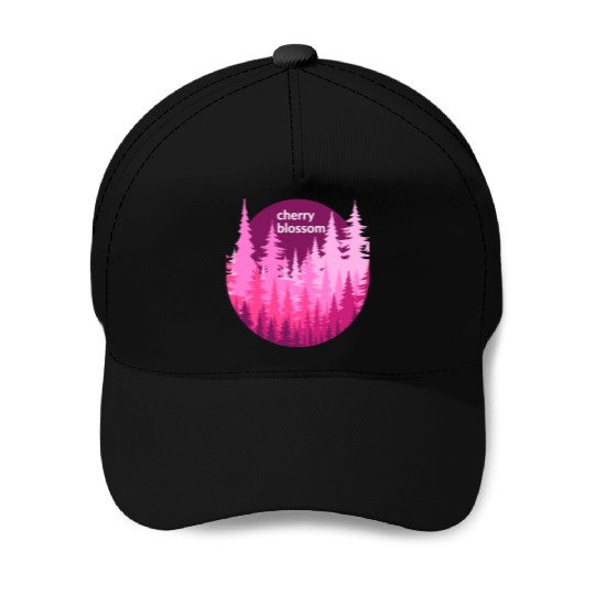 Cherry Blossom Forest Sun Baseball Caps