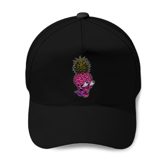 Skeleton pineapple psychedelic Baseball Caps