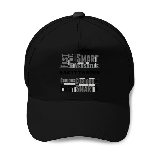 Sagittarius Zodiac Star Sign Word Cloud Square Mon Baseball Caps