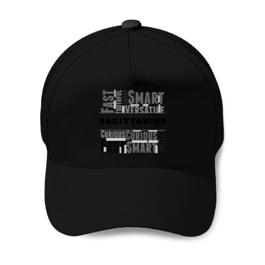 Sagittarius Zodiac Star Sign Word Cloud Square Mon Baseball Caps