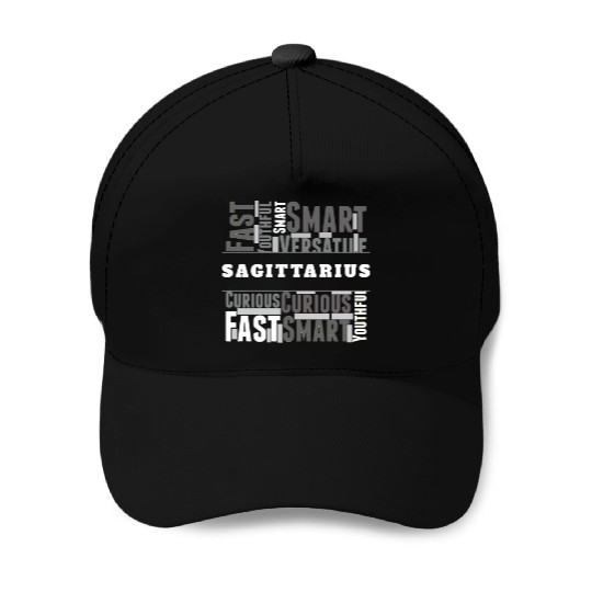 Sagittarius Zodiac Star Sign Word Cloud Square Mon Baseball Caps