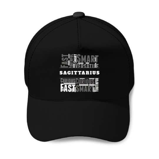 Sagittarius Zodiac Star Sign Word Cloud Square Mon Baseball Caps