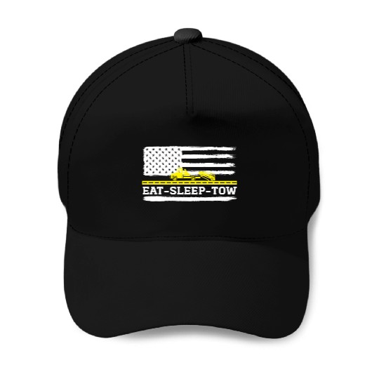 Eat Sleep Tow Thin Yellow Line American Flag Funny Baseball Caps