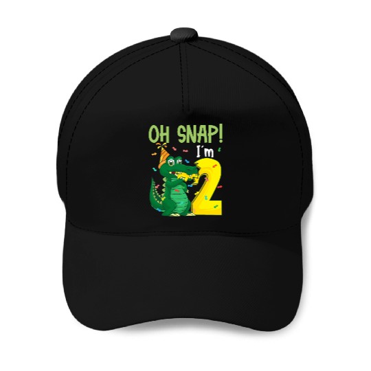Oh Snap I'm 2 Crocodile 2nd Birthday Alligator Baseball Caps