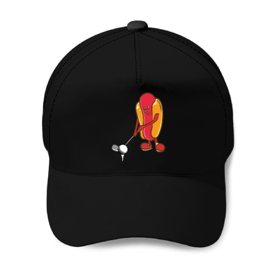 Golf Hotdog Golfing Sausage Golf Player Baseball Caps