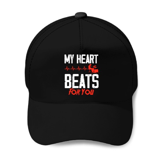 My Heart Beats For You Funny Drummer Gift Baseball Caps