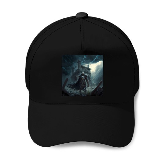 Death Knight in Thunderstorm Baseball Caps