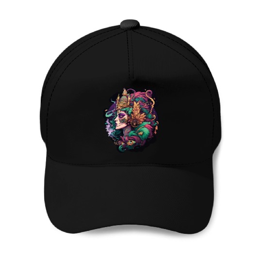 Mardi Gras Mask Queen Baseball Caps