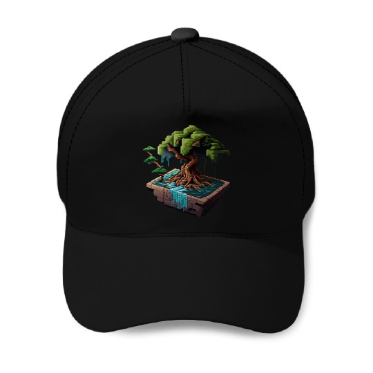 8 Bit Bonsai Tree Baseball Caps