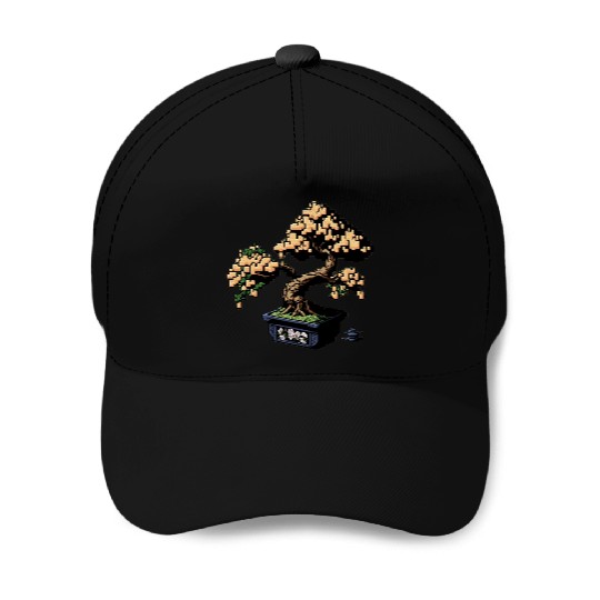 8 Bit Bonsai Tree Baseball Caps