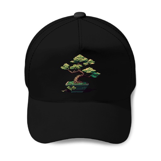 8 Bit Bonsai Tree Baseball Caps