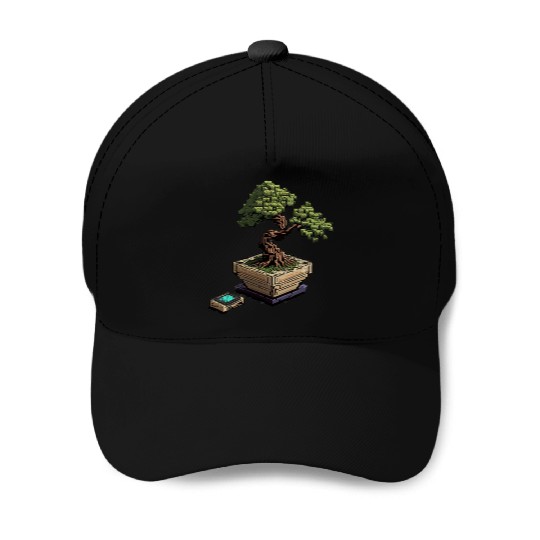 8 Bit Bonsai Tree Baseball Caps
