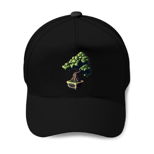 8 Bit Bonsai Tree Baseball Caps